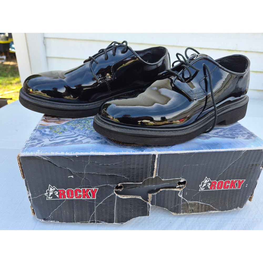 Rocky ProCell Duty Oxford Black Patent Leather Shoes 10.5 EW FQ00510-8